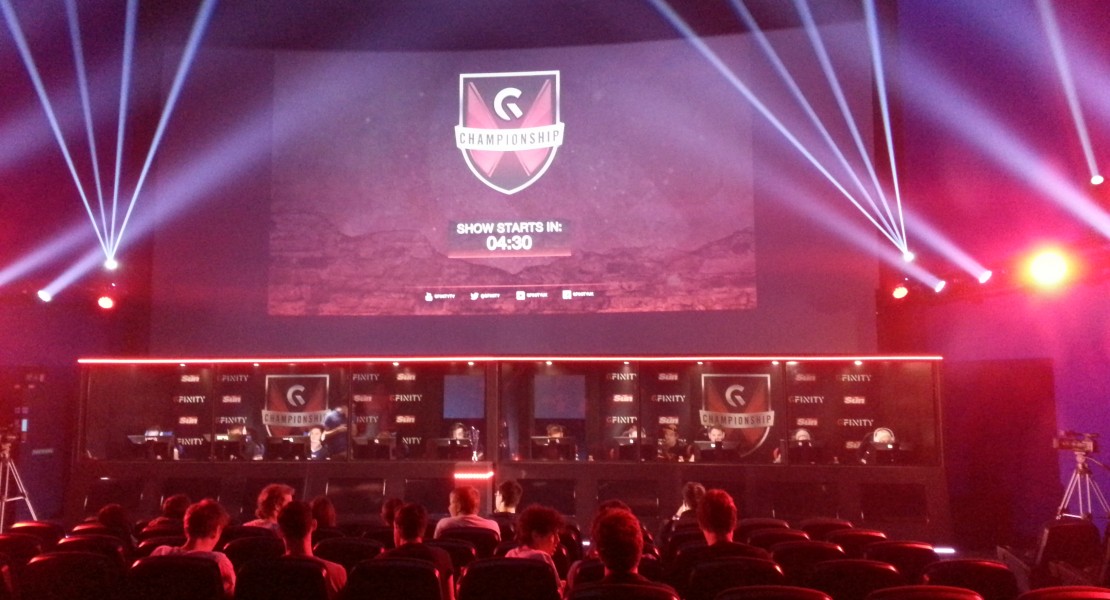 Countdown before the event started. Fancy lighting inside of the cinema.