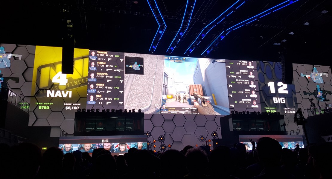 Picture taken in the middle of the match between the two teams.