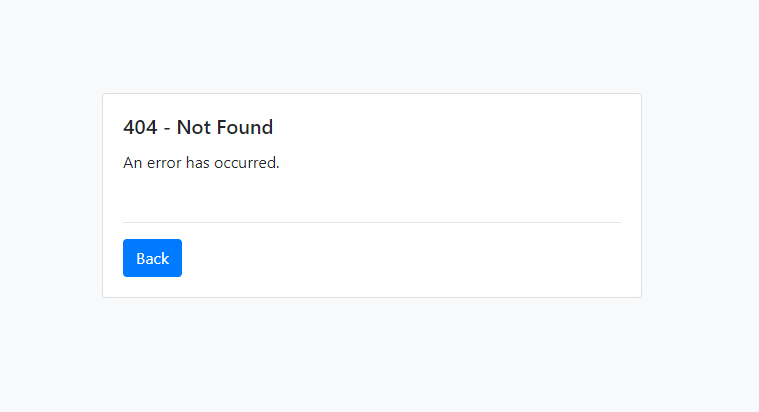 HTTP 404 Error Page The error page that is served to the user when the HTTP 404 error code is returned.
