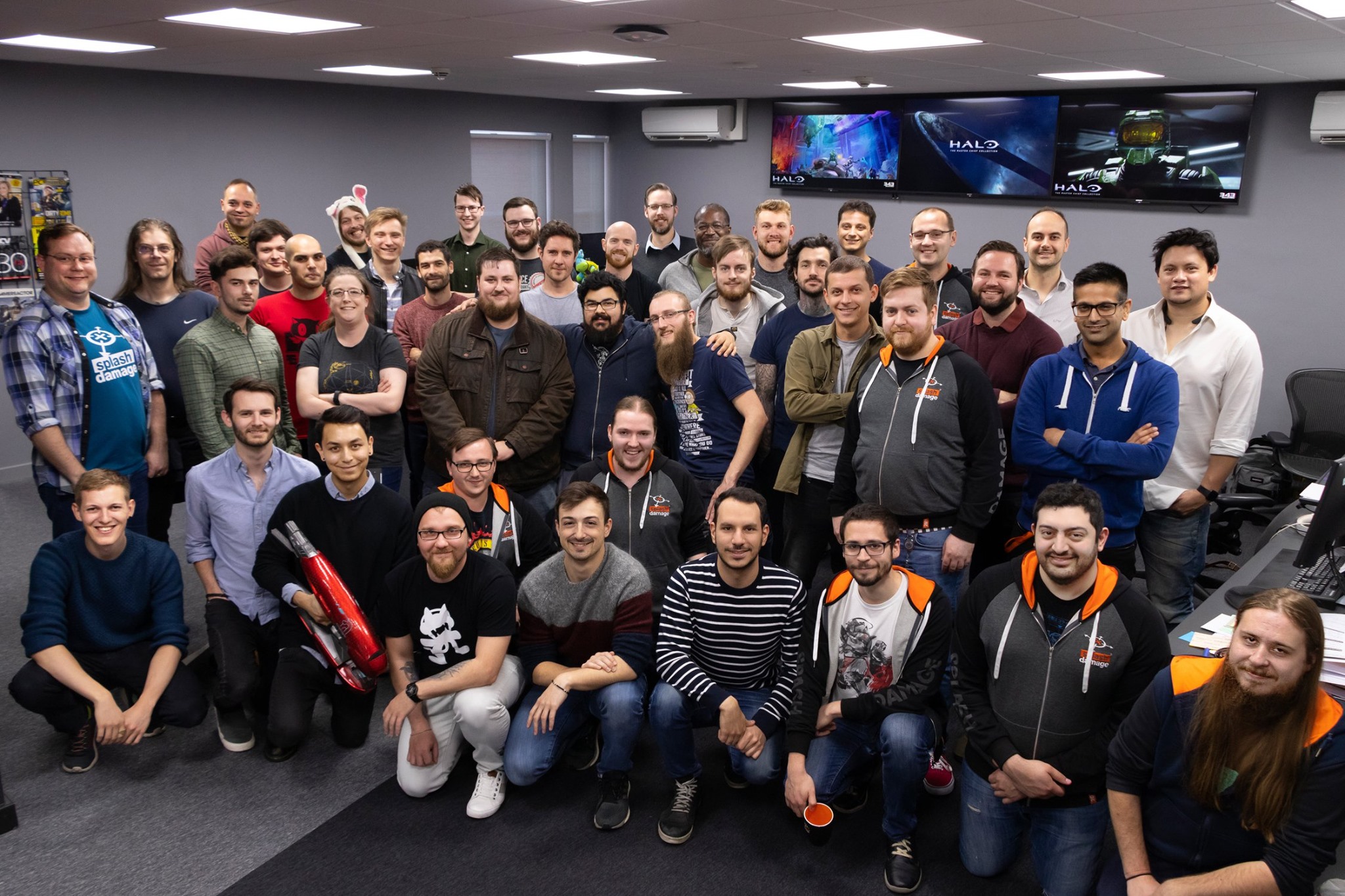 An up-to-date photo of the team for Halo: Master Chief Collection at Splash Damage An up-to-date photo of the team for Halo: Master Chief Collection at Splash Damage