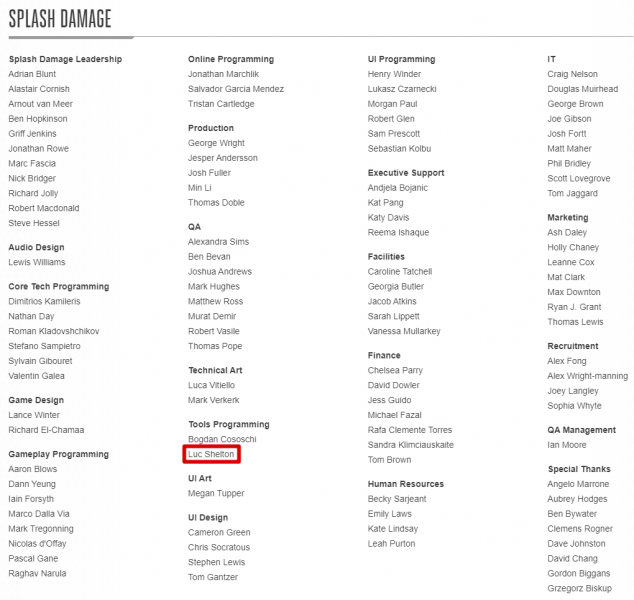 Halo: The Master Chief Collection Credits - Credited as "Luc Shelton" for "Tools Programming" in Halo: The Master Chief Collection for PC as part of the team from Splash Damage.