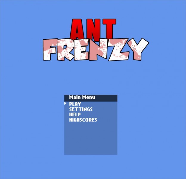 Ant Frenzy Menu Screen - The incredibly minimalist menu screen for the game, that was used for loading one of the available levels.