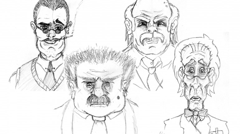 Some concept sketches for Dr. Necro, the main villain of the game.