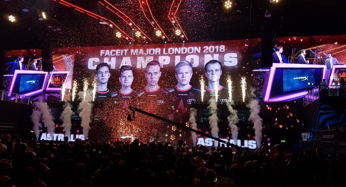 Celebratory post-match graphic of the Faceit Major 2018 champions, Astralis.