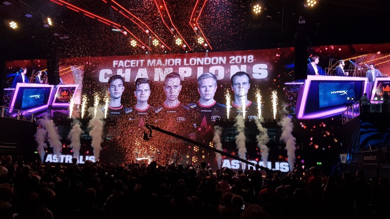 Celebratory post-match graphic of the Faceit Major 2018 champions, Astralis.