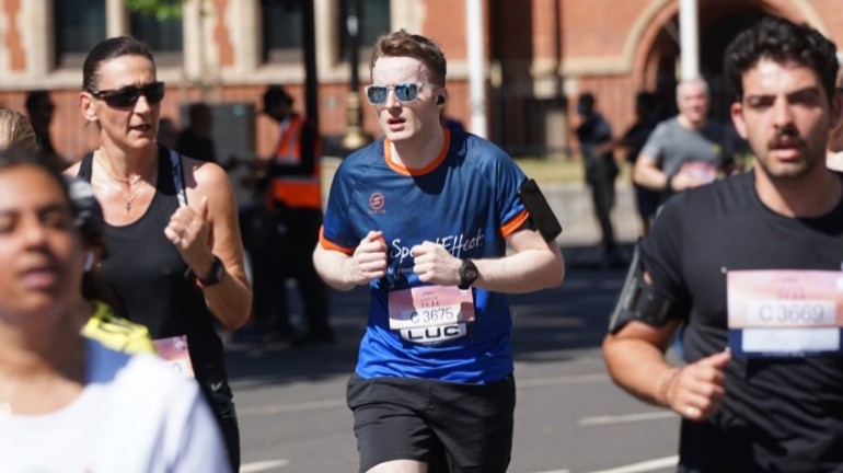 A picture of myself (Luc Shelton) on the final stretch running towards the finish line.