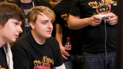 A few members of the team playing the game together at the Derby University Games Expo.