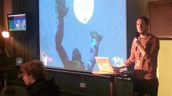 Dr. Necro was demonstrated to the public at Game City Nights, and was available to play at one of the tables at the venue.